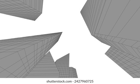 Architecture building 3d. Concept sketch.