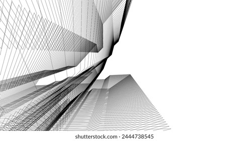 Architecture building 3d. Concept sketch.