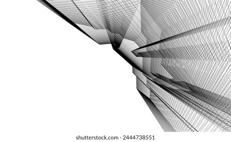 Architecture building 3d. Concept sketch.