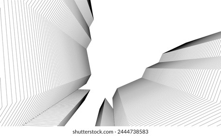 Architecture building 3d. Concept sketch.