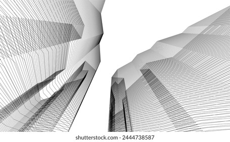 Architecture building 3d. Concept sketch.