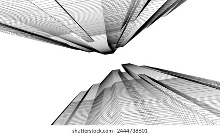 Arquitectura edificio 3d. Boceto conceptual.