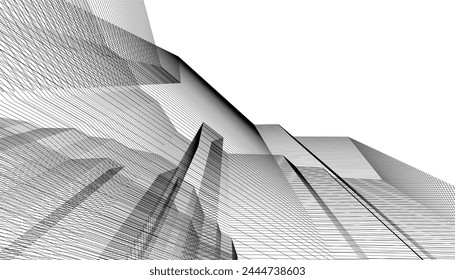 Architecture building 3d. Concept sketch.