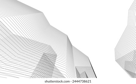 Architecture building 3d. Concept sketch.