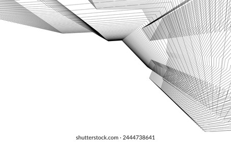 Arquitectura edificio 3d. Boceto conceptual.
