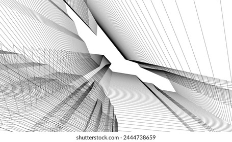 Arquitectura edificio 3d. Boceto conceptual.