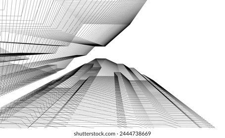 Arquitectura edificio 3d. Boceto conceptual.