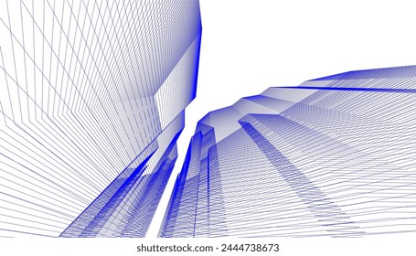 Architecture building 3d. Concept sketch.