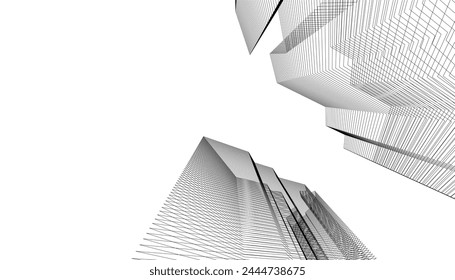 Arquitectura edificio 3d. Boceto conceptual.