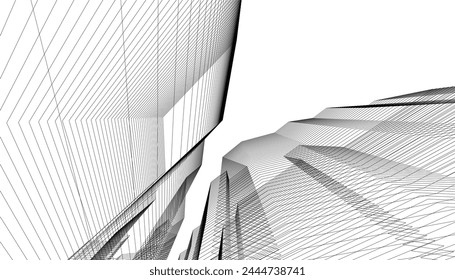 Architektur Gebäude 3d. Konzeptzeichnung.
