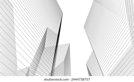 Architektur Gebäude 3d. Konzeptzeichnung.