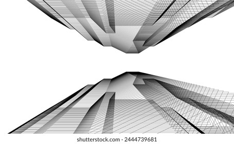 Architektur Gebäude 3d. Konzeptzeichnung.