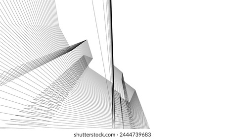 Architecture building 3d. Concept sketch.