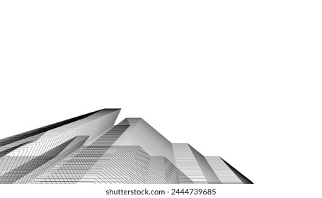 Architecture building 3d. Concept sketch.