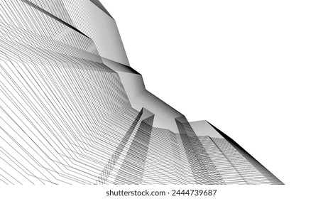 Arquitectura edificio 3d. Boceto conceptual.