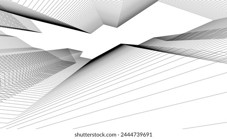 Architecture building 3d. Concept sketch.