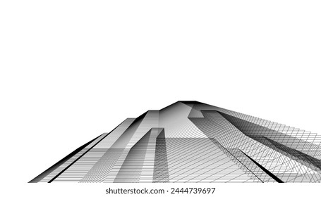 Architecture building 3d. Concept sketch.