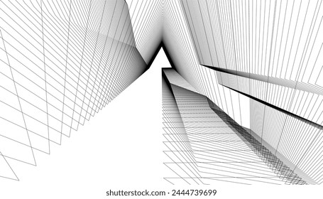 Architecture building 3d. Concept sketch.