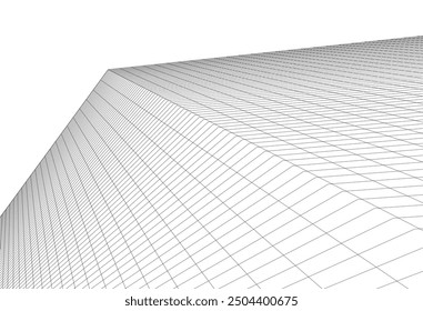 Edificio de arquitectura 3d. Boceto conceptual.