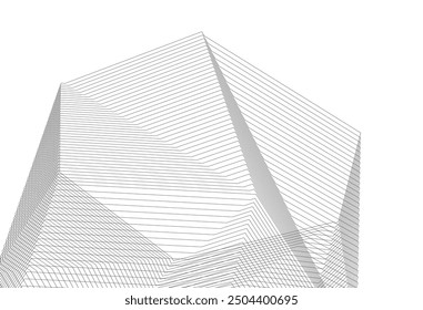 Edificio de arquitectura 3d. Boceto conceptual.