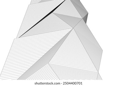Edificio de arquitectura 3d. Boceto conceptual.