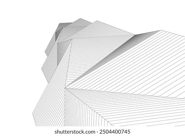 Edificio de arquitectura 3d. Boceto conceptual.
