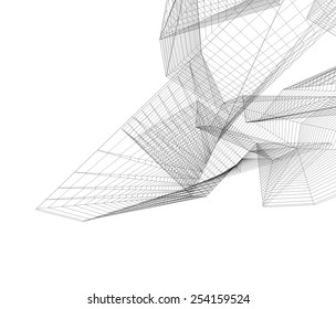 Architecture building 3d. Concept sketch.