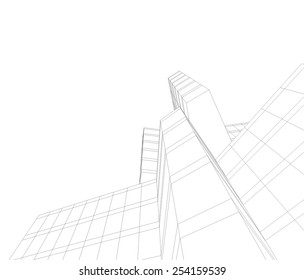 Architecture building 3d. Concept sketch.