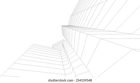 Architecture building 3d. Concept sketch.