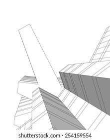 Architecture building 3d. Concept sketch.