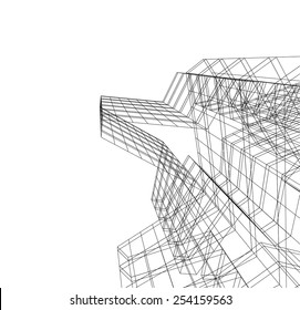 Architecture building 3d. Concept sketch.