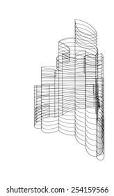 Architecture building 3d. Concept sketch.