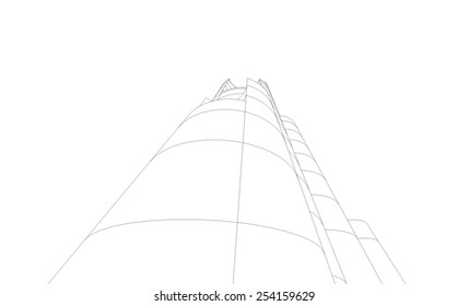 Architecture building 3d. Concept sketch.