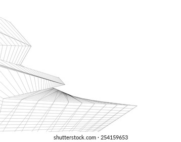 Architecture building 3d. Concept sketch.