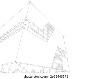 Architecture building 3d. Concept sketch.