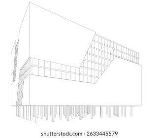Architekturgebäude 3d. Konzeptentwurf.