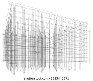 Architekturgebäude 3d. Konzeptentwurf.