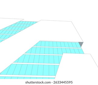 Architecture building 3d. Concept sketch.