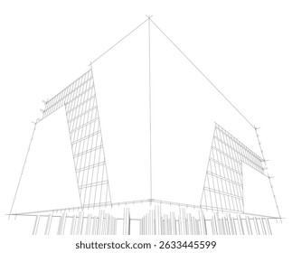 Architecture building 3d. Concept sketch.
