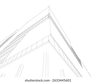 Construção de arquitetura 3d. Esboço conceitual.