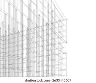 Construção de arquitetura 3d. Esboço conceitual.