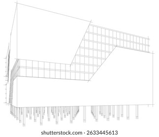 Architekturgebäude 3d. Konzeptentwurf.