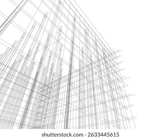 Architekturgebäude 3d. Konzeptentwurf.