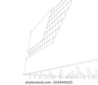 Construção de arquitetura 3d. Esboço conceitual.