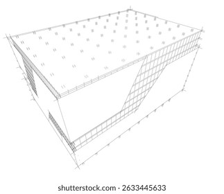 Architecture building 3d. Concept sketch.