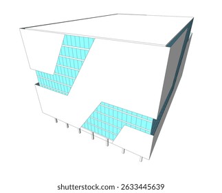 Architecture building 3d. Concept sketch.