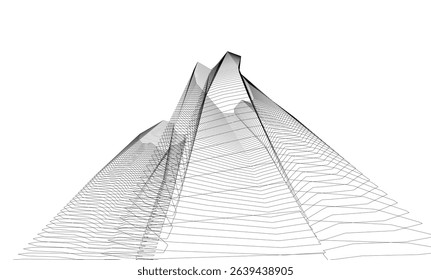 Architecture building 3d. Concept sketch.