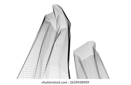 Architecture building 3d. Concept sketch.
