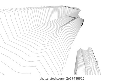 Architecture building 3d. Concept sketch.