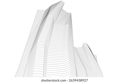 Architecture building 3d. Concept sketch.